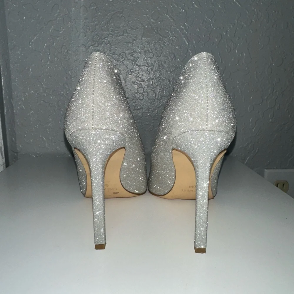 Women's Silver Glitter Heels - Picture 3 of 5